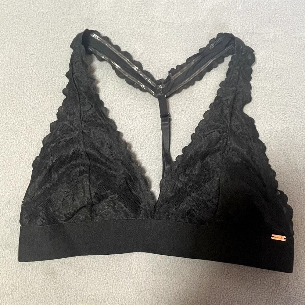 Victoria's Secret PINK Lace Triangle Racerback Bralette Medium Black Casual